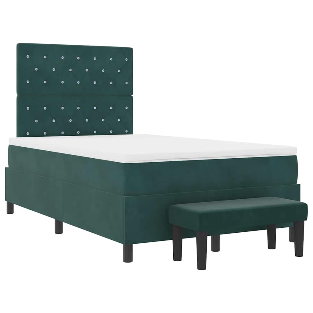Lit à ressorts avec tête de lit Vert foncé 190 x 120 cm Velours - XIOS