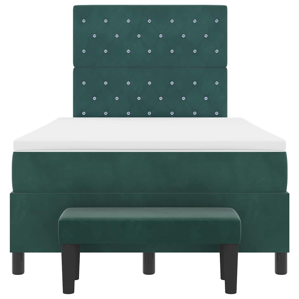 Lit à ressorts avec tête de lit Vert foncé 190 x 120 cm Velours - XIOS