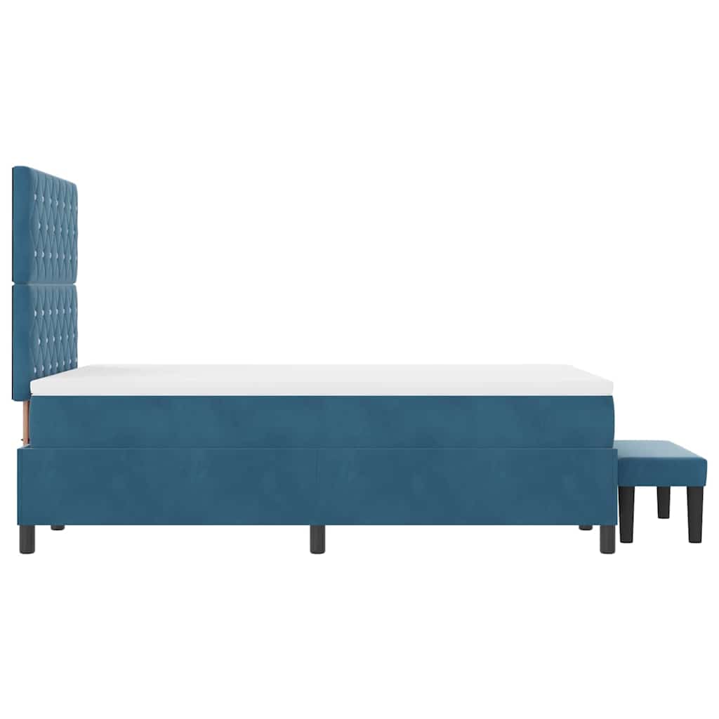 Lit à ressorts avec tête de lit Bleu foncé 190 x 120 cm Velours