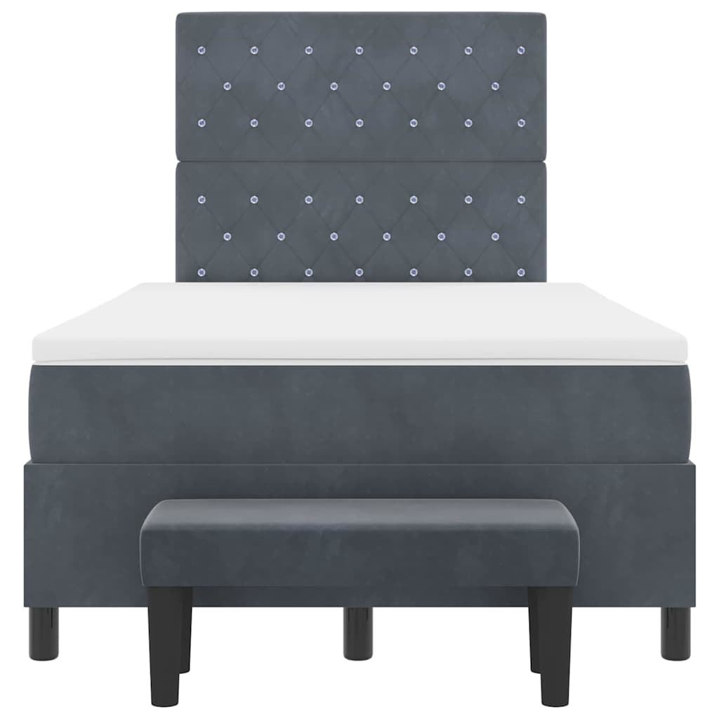 Lit à ressorts avec tête de lit Gris foncé 200 x 120 cm Velours - XIOS