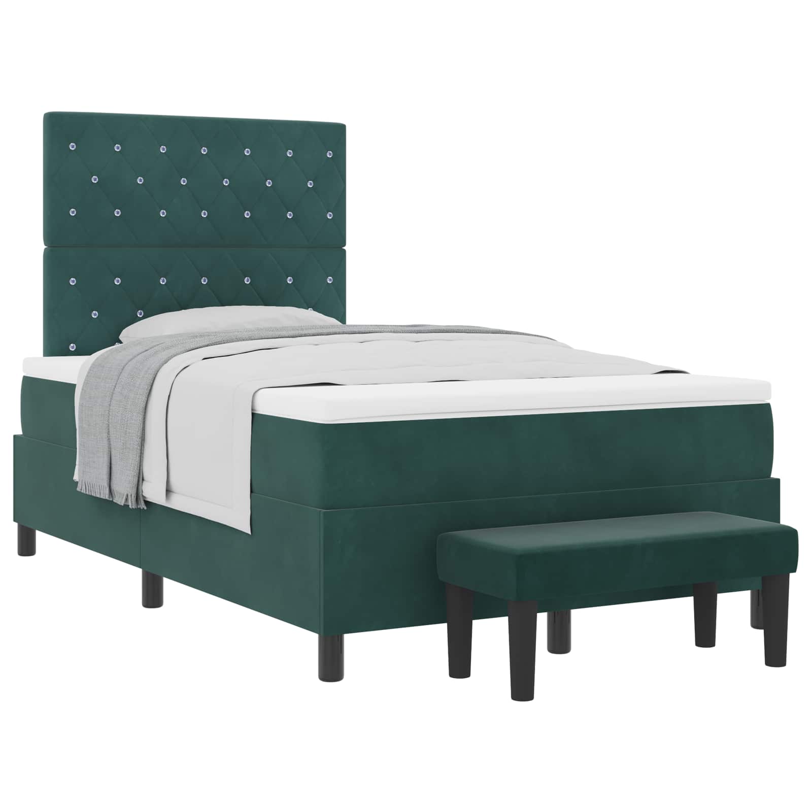 Lit à ressorts avec tête de lit Vert foncé 200 x 120 cm Velours - XIOS