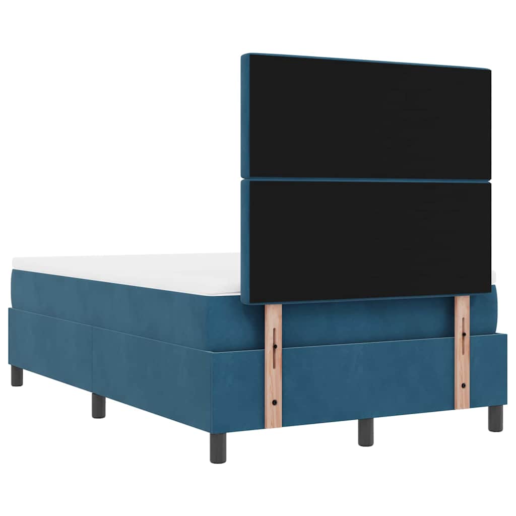 Lit à ressorts avec tête de lit Bleu foncé 200 x 120 cm Velours