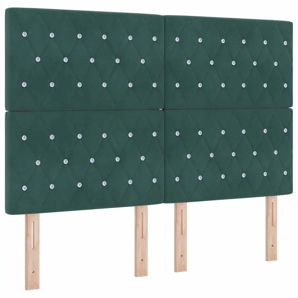 Lit à ressorts avec tête de lit Vert foncé 190 x 140 cm Velours - XIOS