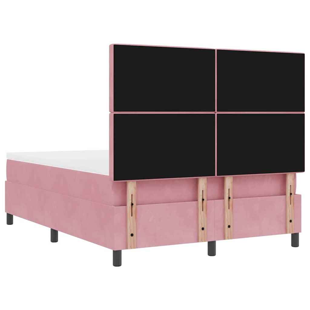 Lit à ressorts avec tête de lit Rose 200 x 140 cm Velours