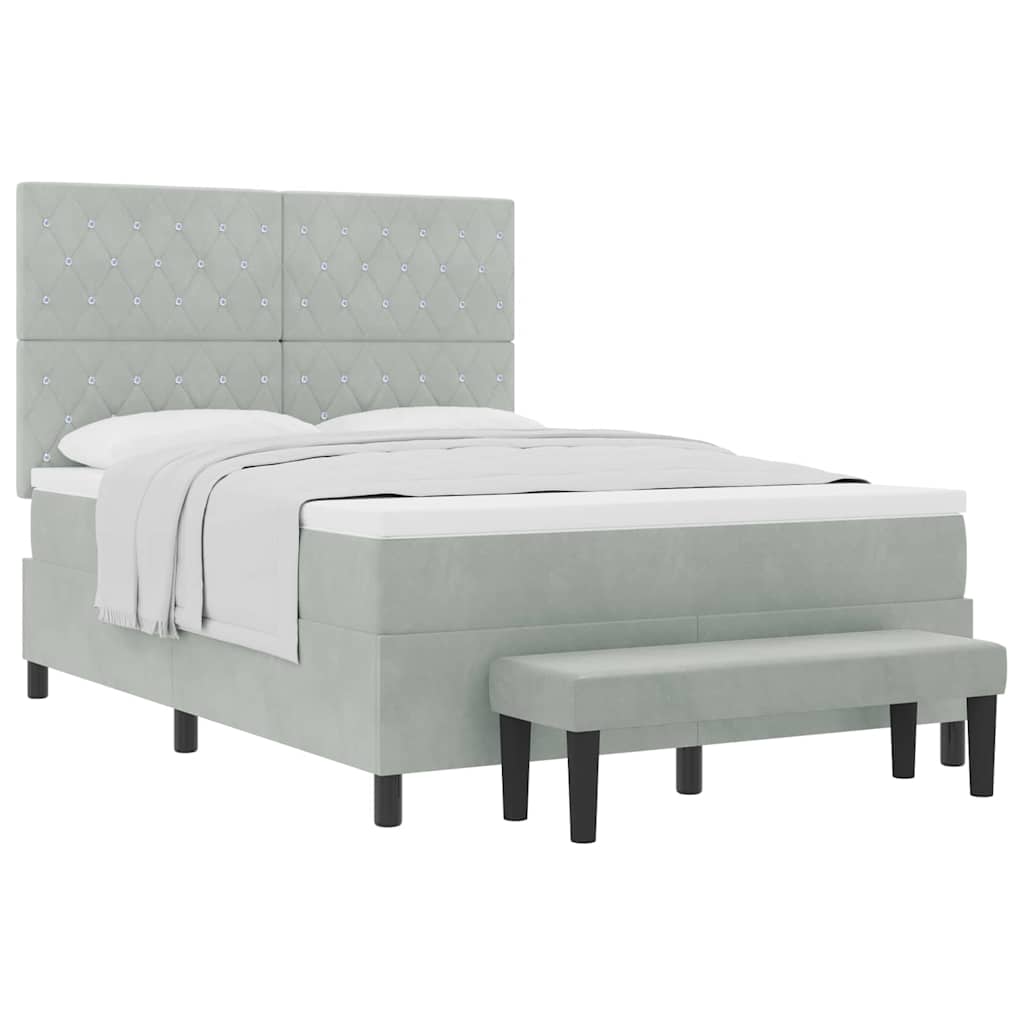 Lit à ressorts avec matelas Gris clair 160 x 200 cm Velours - XIOS