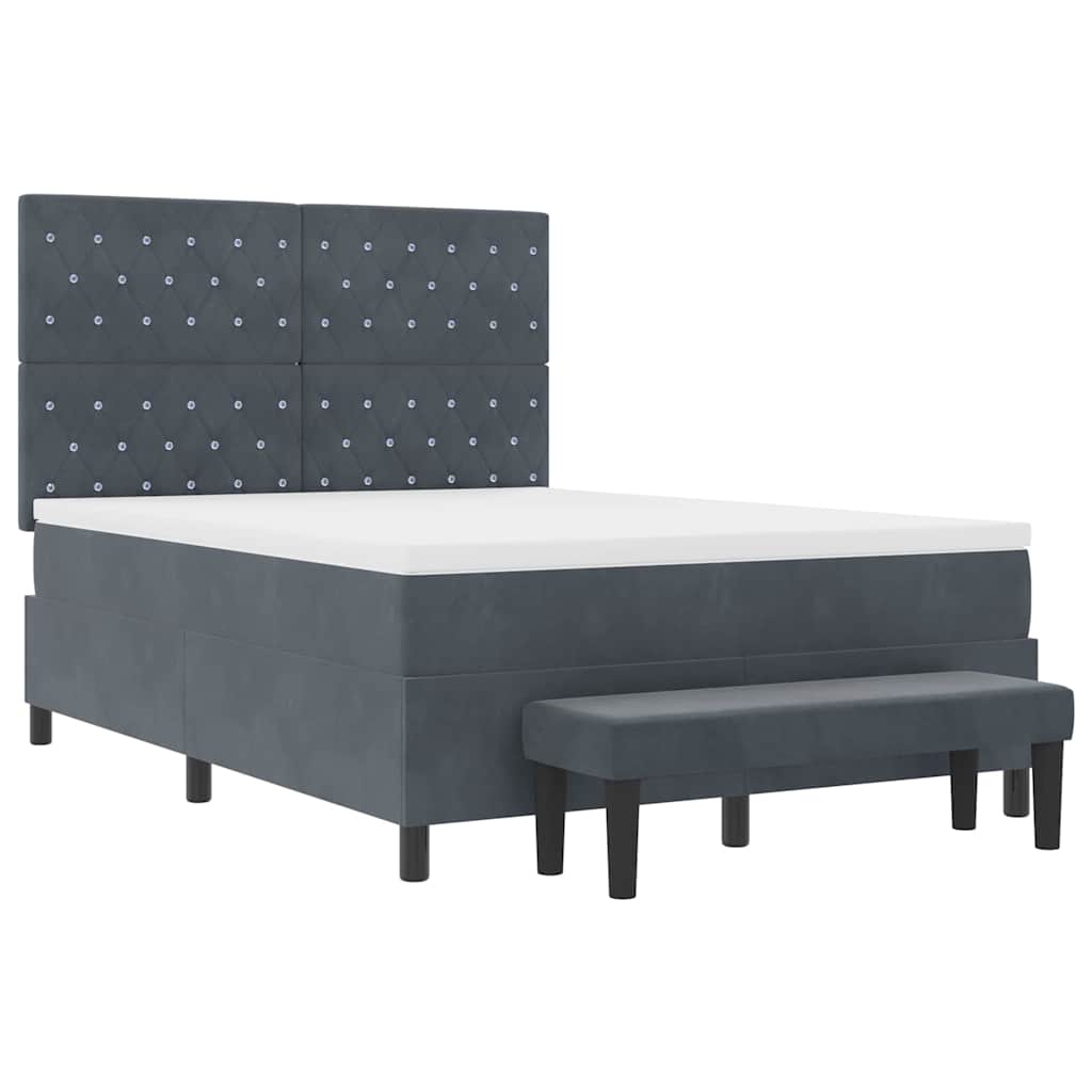 Lit à ressorts avec matelas Gris foncé 160 x 200 cm Velours - XIOS