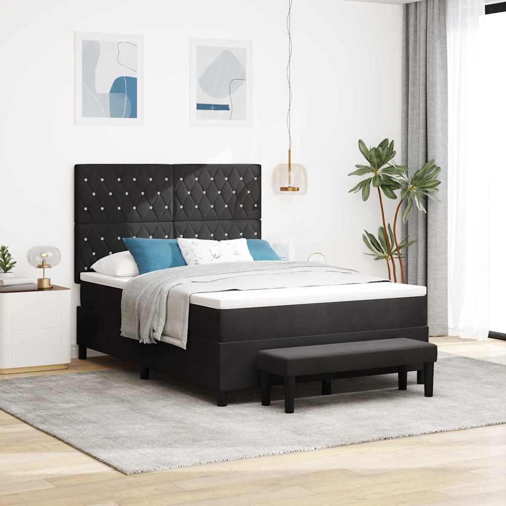 Lit à ressorts avec matelas Noir 160 x 200 cm Velours - XIOS