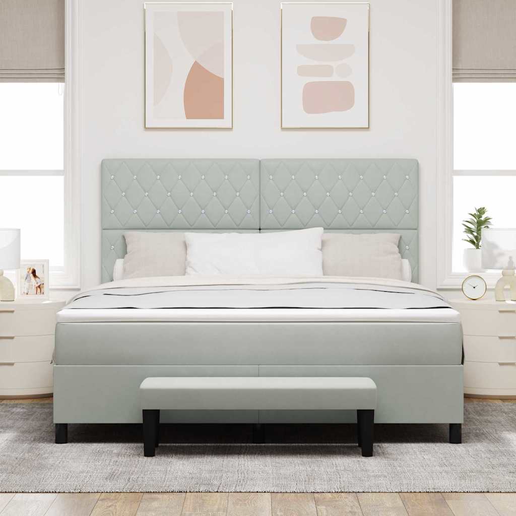 Lit à ressorts avec matelas Gris clair 180 x 200 cm Velours - XIOS