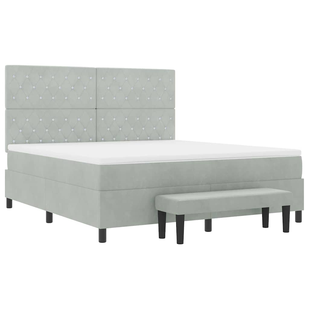 Lit à ressorts avec matelas Gris clair 180 x 200 cm Velours - XIOS
