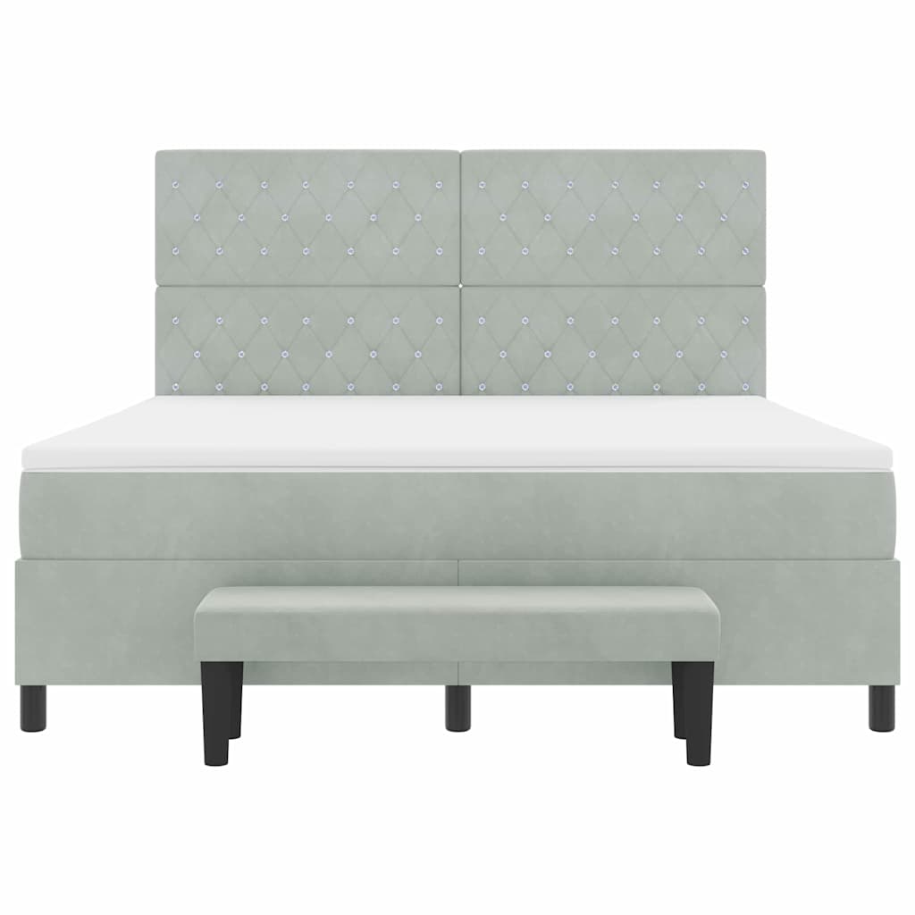 Lit à ressorts avec matelas Gris clair 180 x 200 cm Velours - XIOS
