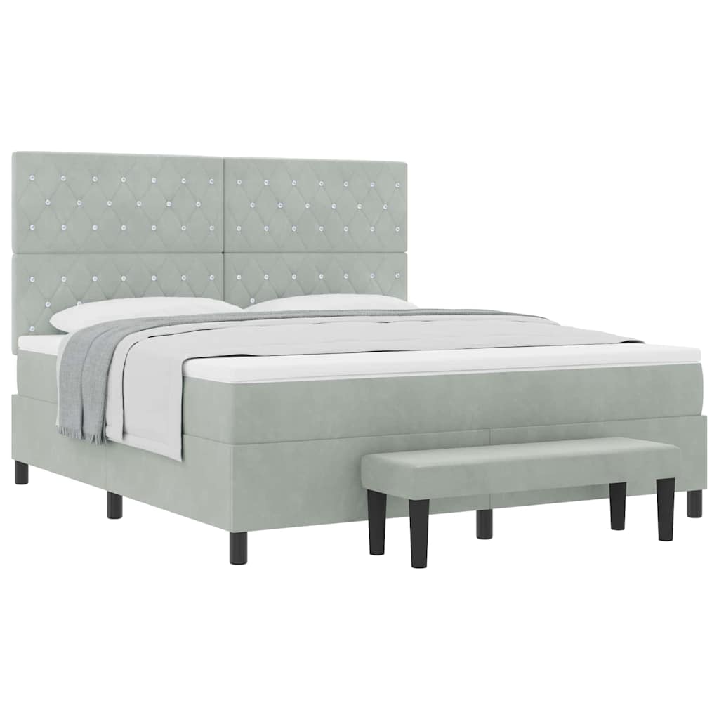Lit à ressorts avec matelas Gris clair 180 x 200 cm Velours - XIOS