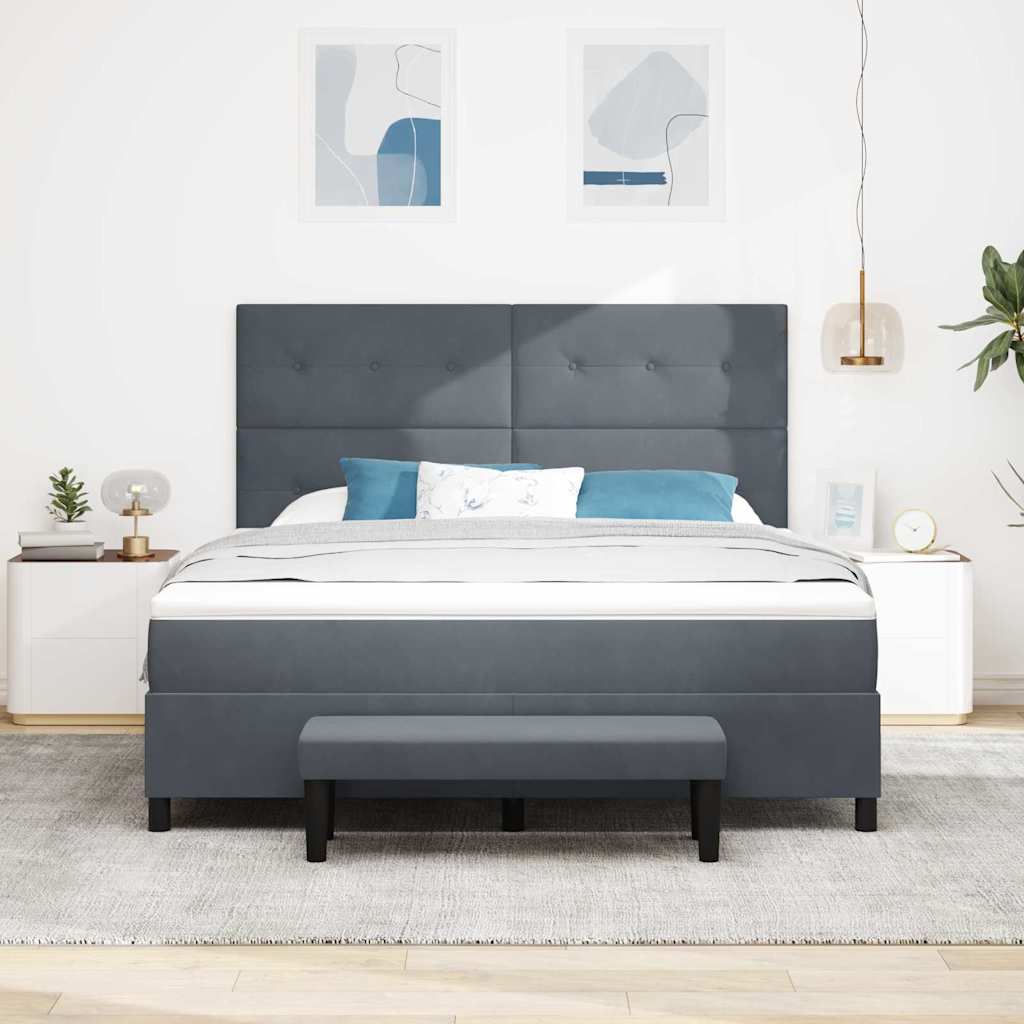 Lit à ressorts avec matelas Gris foncé 180 x 200 cm Velours - XIOS