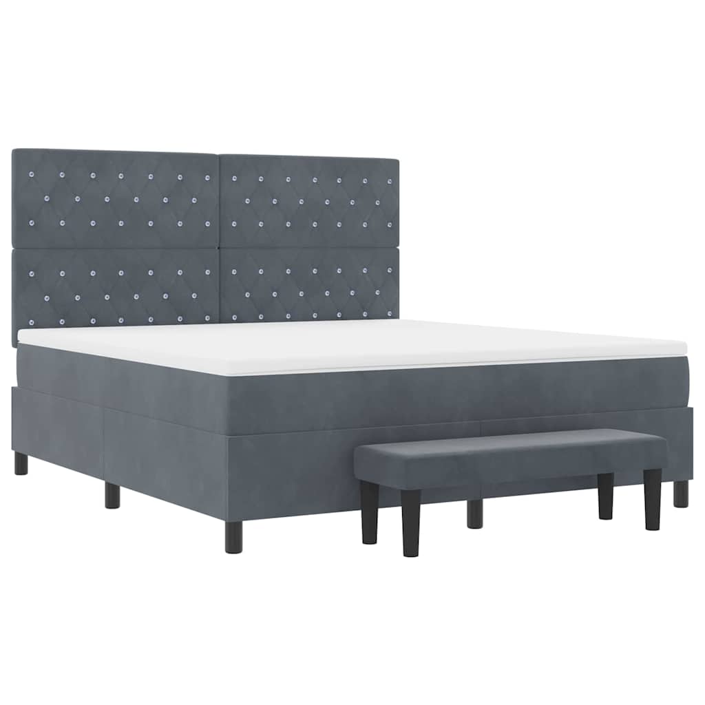 Lit à ressorts avec matelas Gris foncé 180 x 200 cm Velours - XIOS