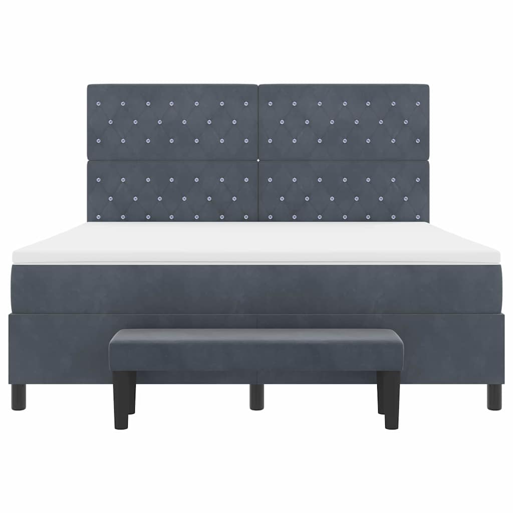 Lit à ressorts avec matelas Gris foncé 180 x 200 cm Velours - XIOS