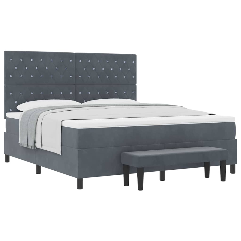 Lit à ressorts avec matelas Gris foncé 180 x 200 cm Velours - XIOS