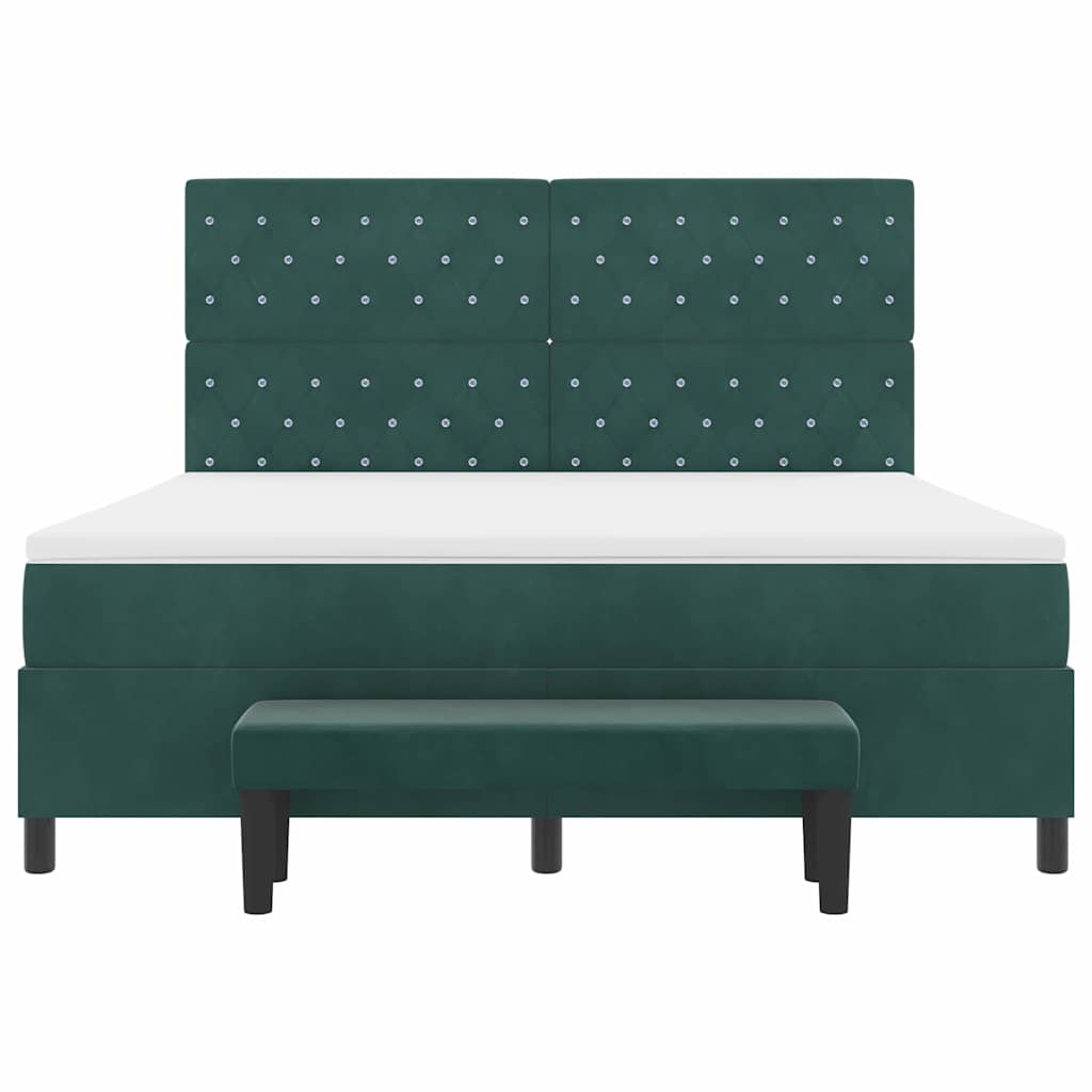 Lit à ressorts avec matelas Vert foncé 180 x 200 cm Velours - XIOS