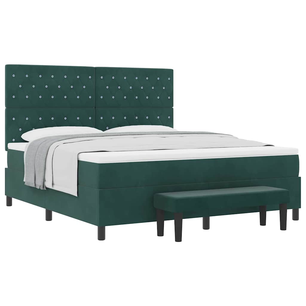 Lit à ressorts avec matelas Vert foncé 180 x 200 cm Velours - XIOS