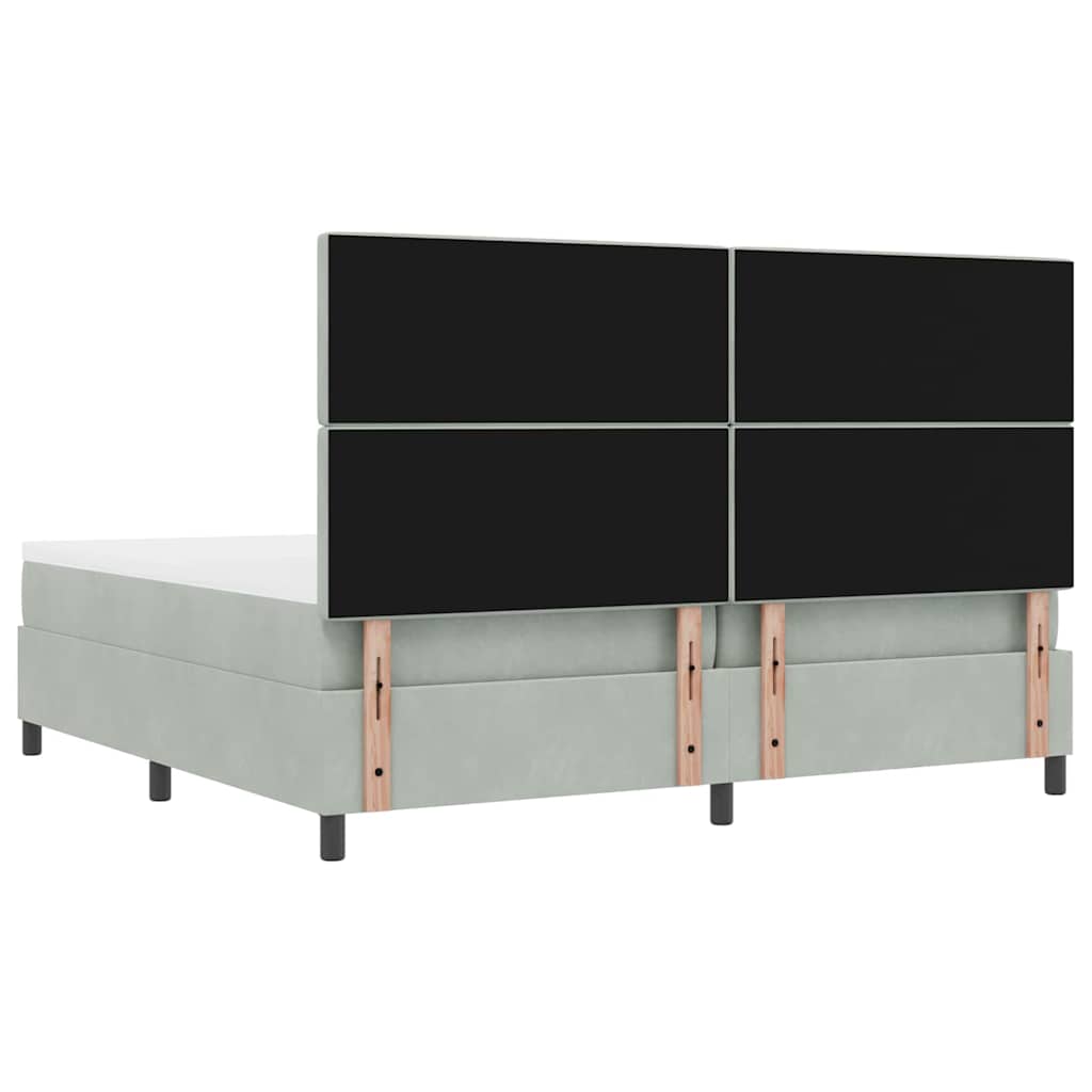 Lit à ressorts avec matelas Gris clair 200 x 200 cm Velours - XIOS