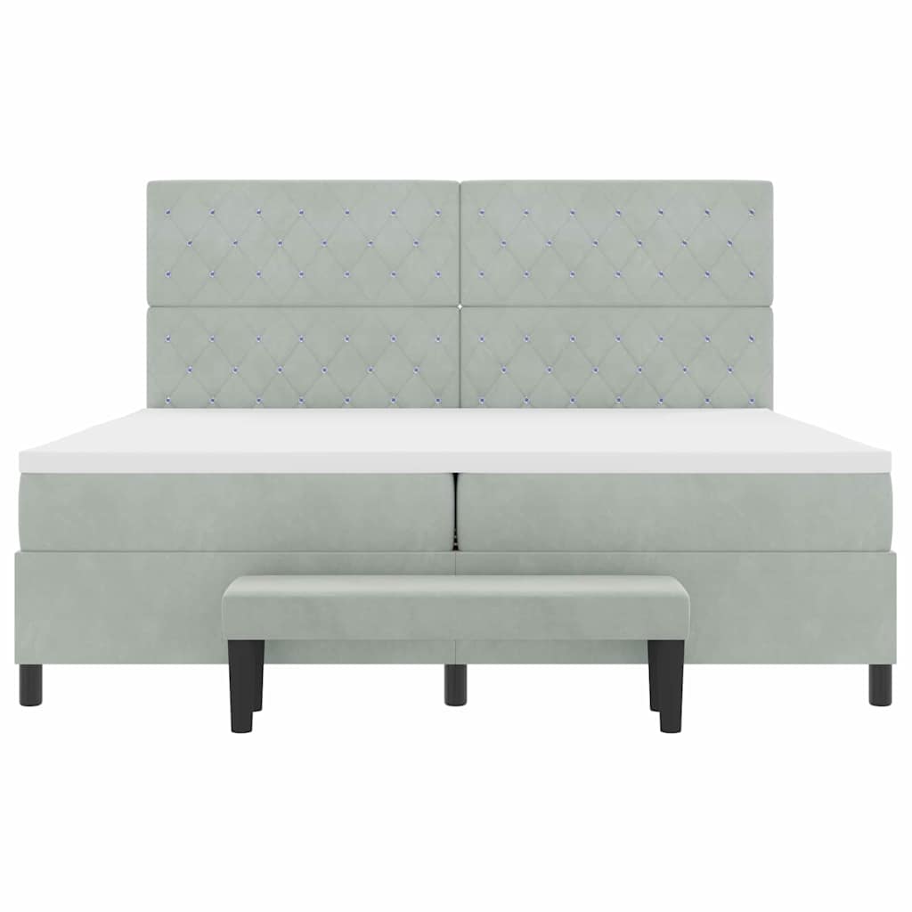 Lit à ressorts avec matelas Gris clair 200 x 200 cm Velours - XIOS