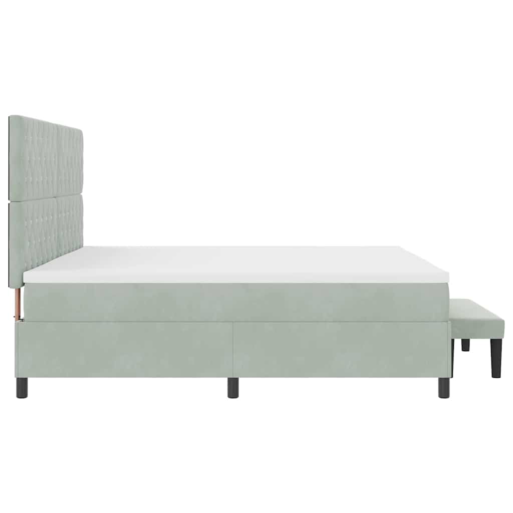 Lit à ressorts avec matelas Gris clair 200 x 200 cm Velours - XIOS