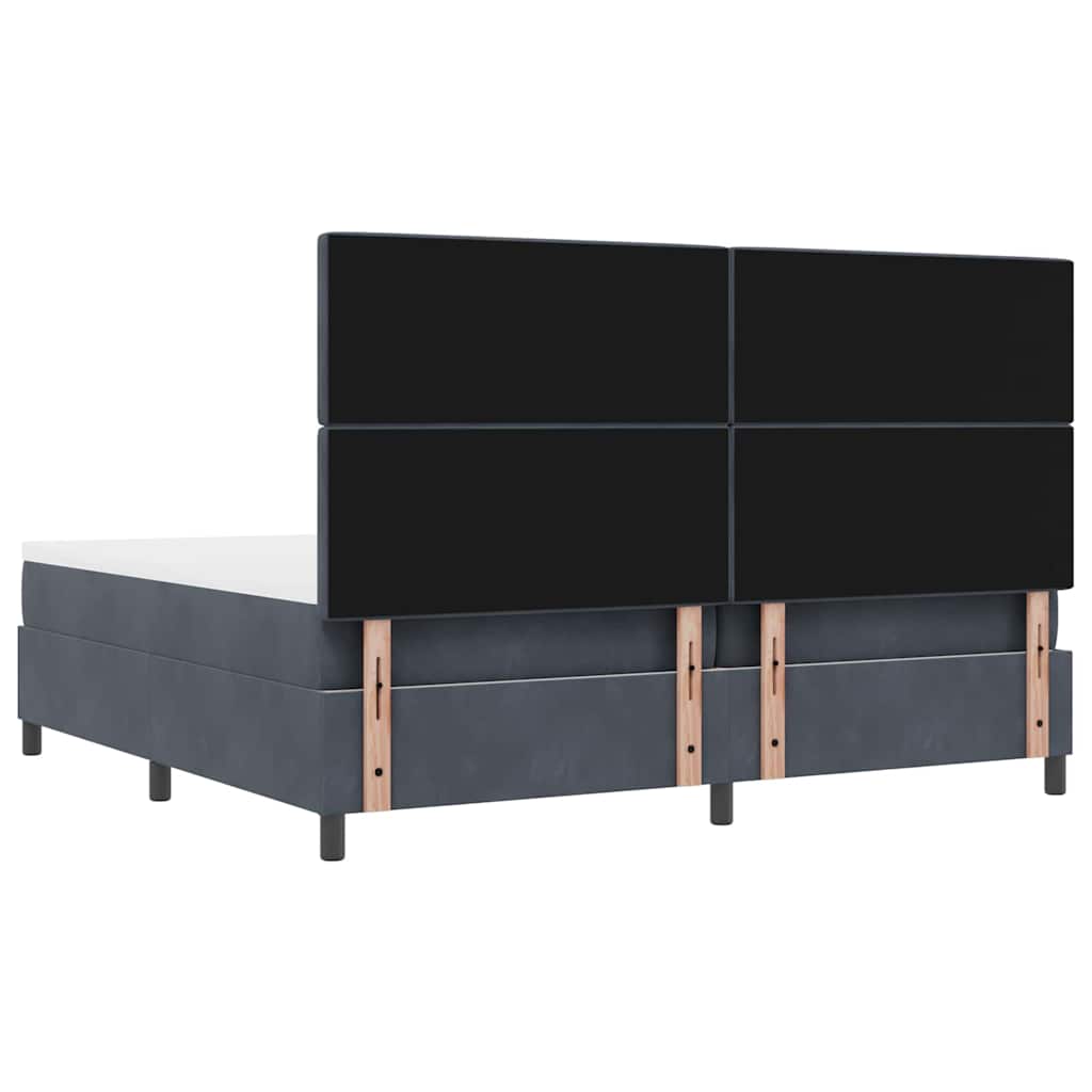 Lit à ressorts avec matelas Gris foncé 200 x 200 cm Velours - XIOS