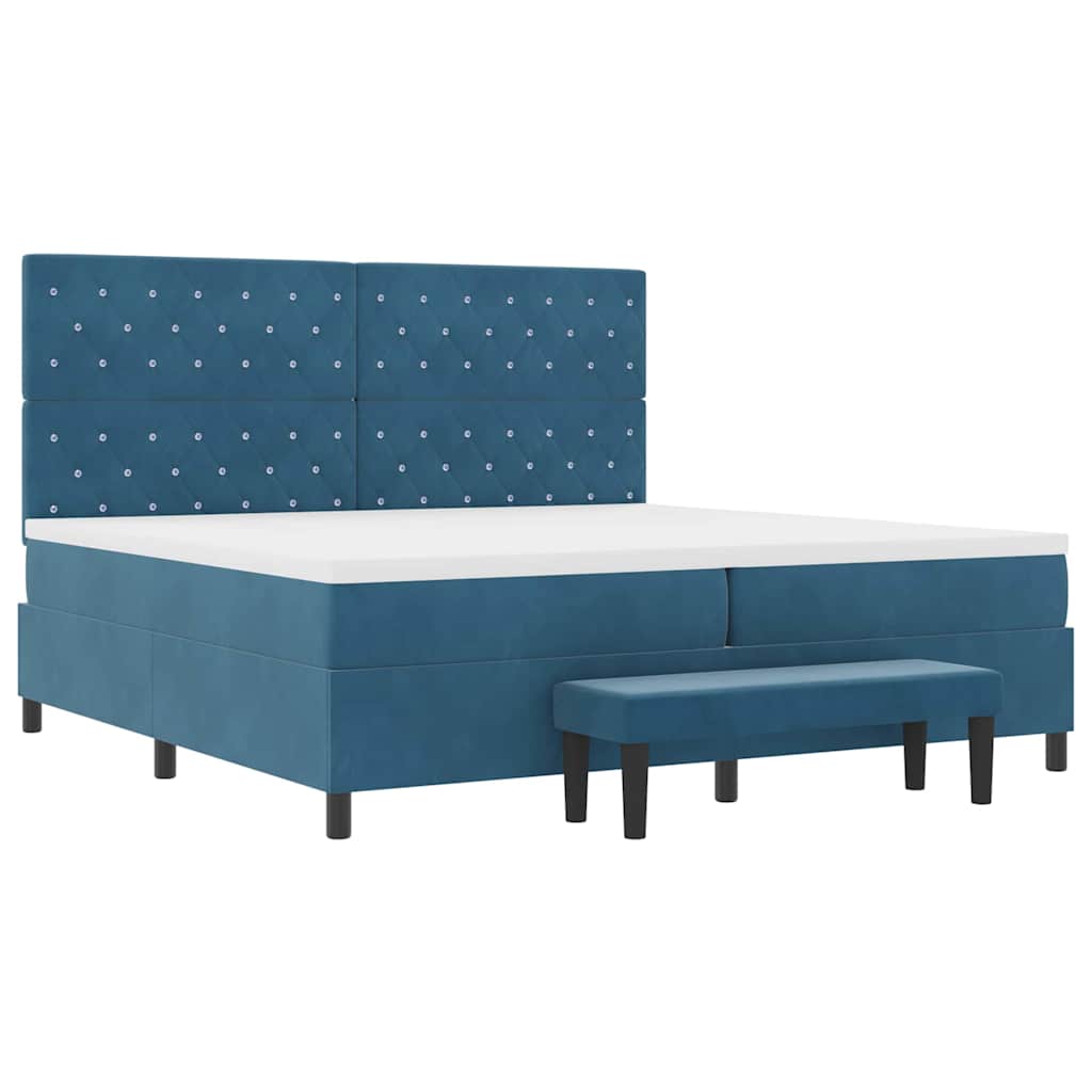 Lit à ressorts avec matelas Bleu foncé 200 x 200 cm Velours - XIOS