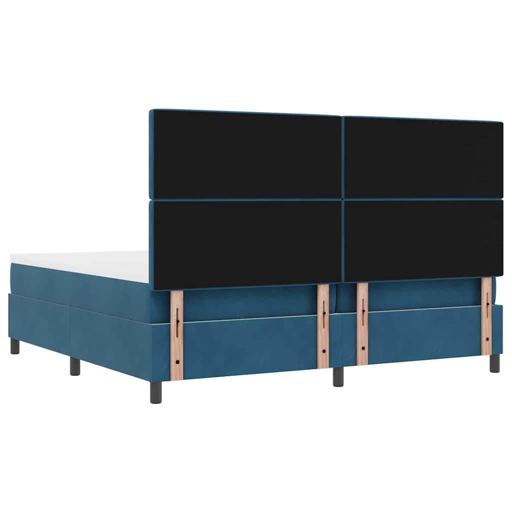 Lit à ressorts avec matelas Bleu foncé 200 x 200 cm Velours - XIOS