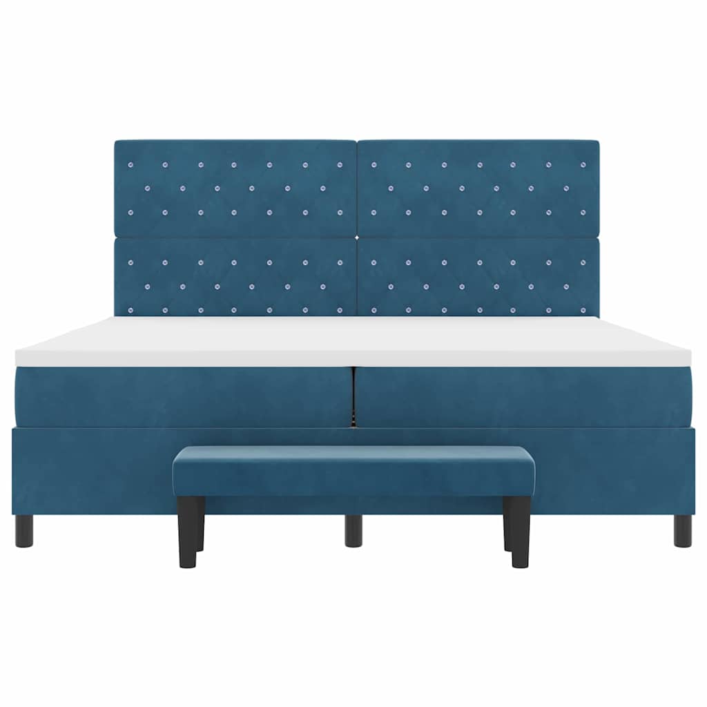 Lit à ressorts avec matelas Bleu foncé 200 x 200 cm Velours - XIOS