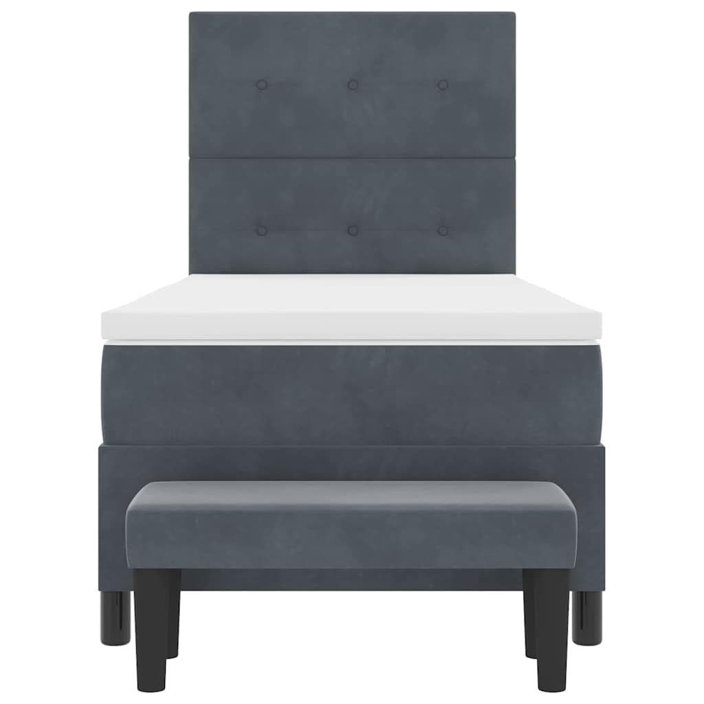 Lit à ressorts avec tête de lit Gris foncé 200 x 80 cm Velours - XIOS