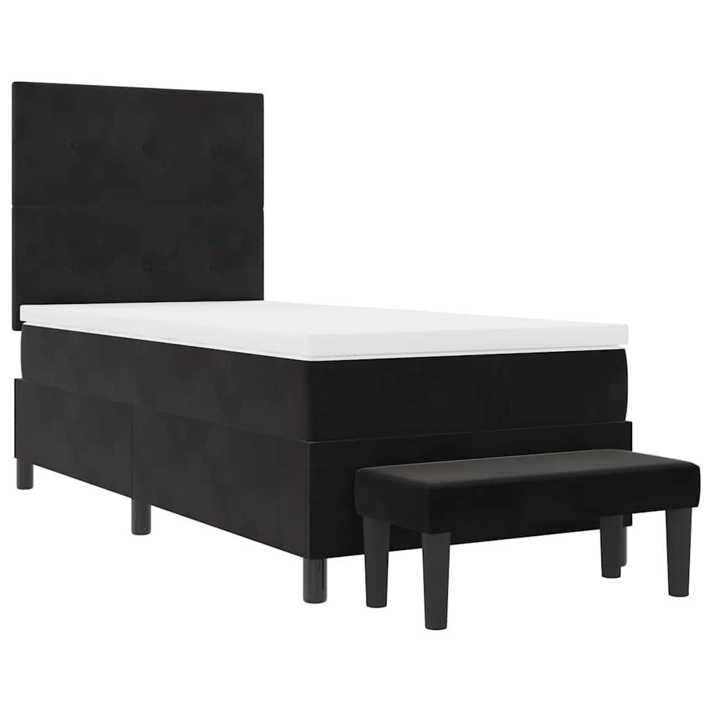 Lit à ressorts avec tête de lit Noir 200 x 80 cm Velours
