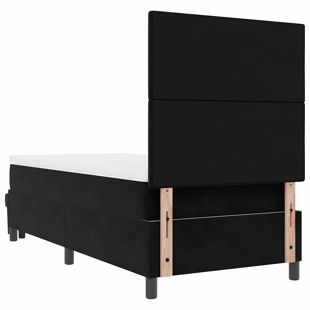 Lit à ressorts avec tête de lit Noir 200 x 80 cm Velours