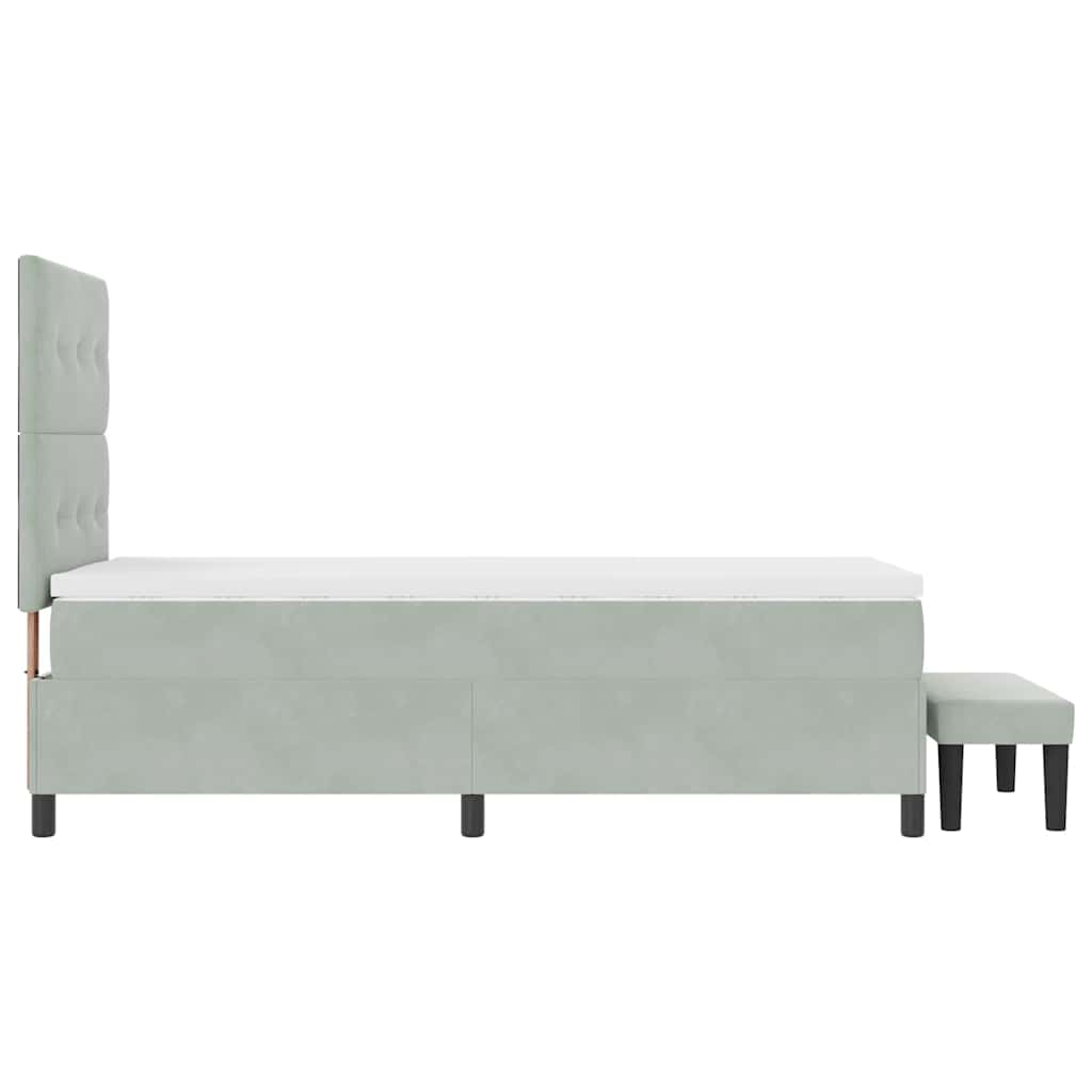 Lit à ressorts avec tête de lit Gris clair 200 x 90 cm Velours - XIOS