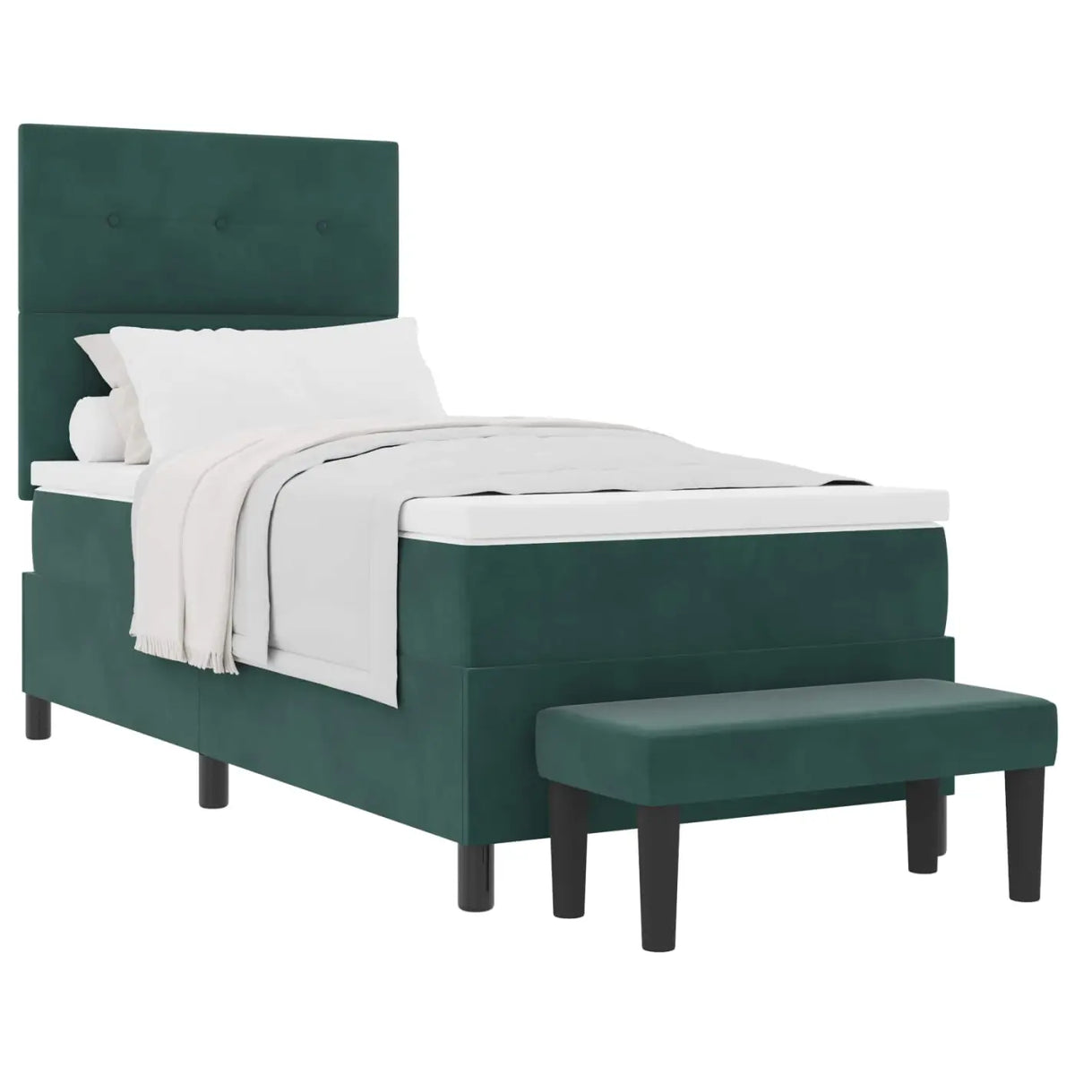 Lit à ressorts avec tête de lit Vert foncé 200 x 90 cm Velours - XIOS