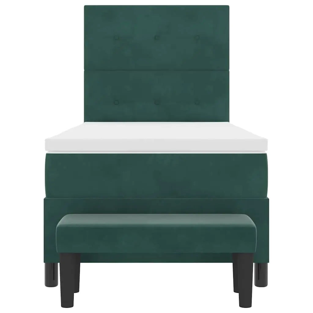 Lit à ressorts avec tête de lit Vert foncé 200 x 90 cm Velours - XIOS