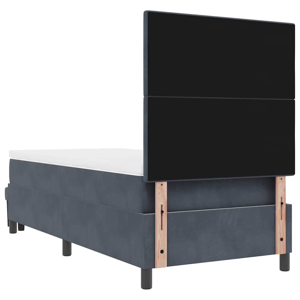 Lit à ressorts avec tête de lit Gris foncé 200 x 100 cm Velours - XIOS