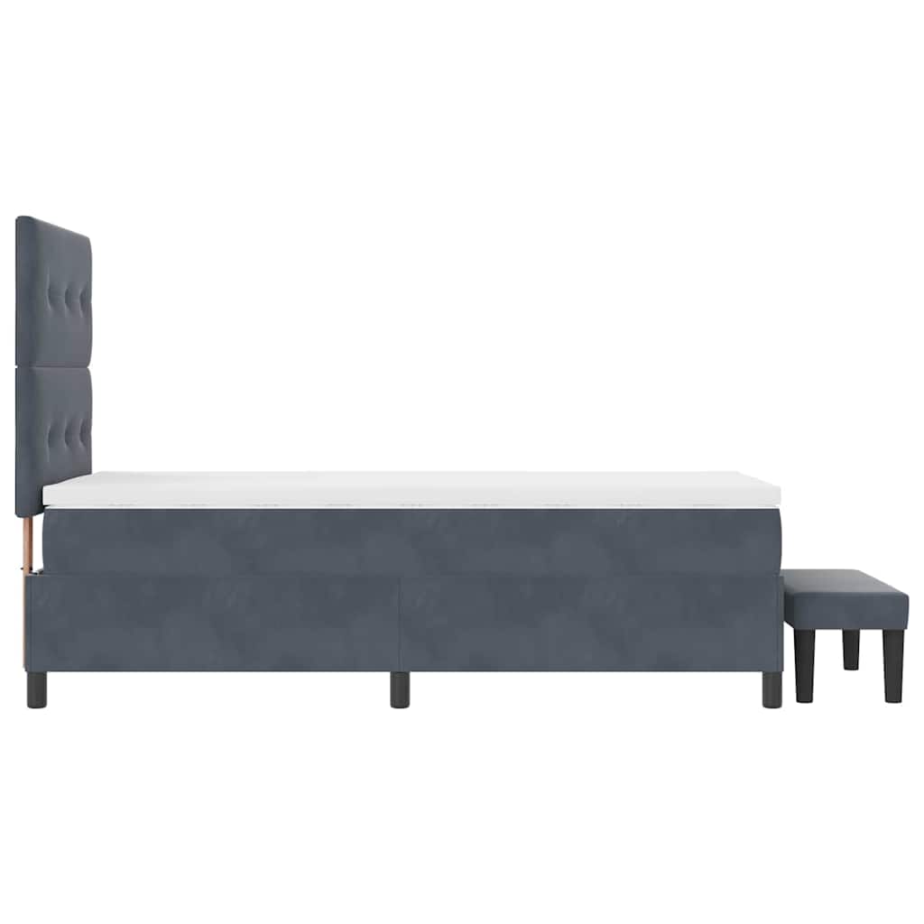 Lit à ressorts avec tête de lit Gris foncé 200 x 100 cm Velours - XIOS