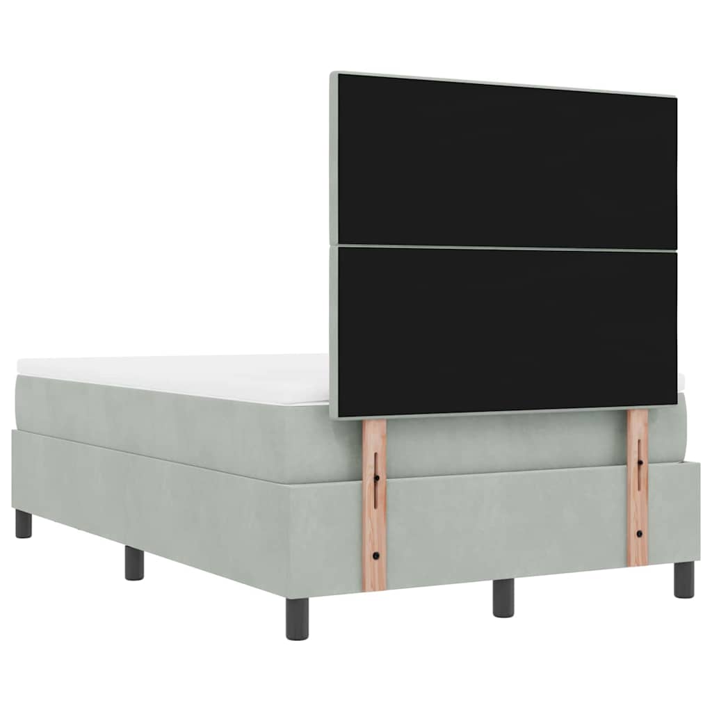 Lit à ressorts avec tête de lit Gris clair 190 x 120 cm Velours - XIOS
