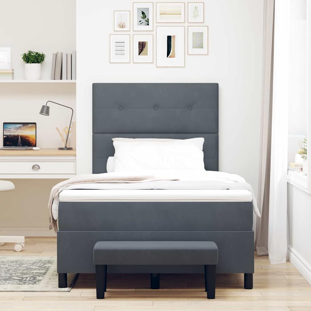 Lit à ressorts avec matelas Gris foncé 120 x 190 cm Velours - XIOS