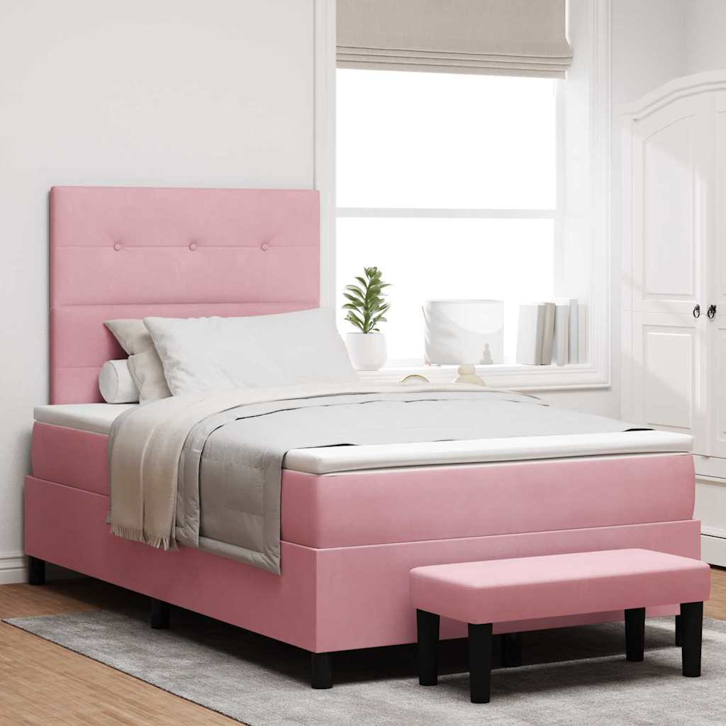 Lit à ressorts avec tête de lit Rose 190 x 120 cm Velours - XIOS