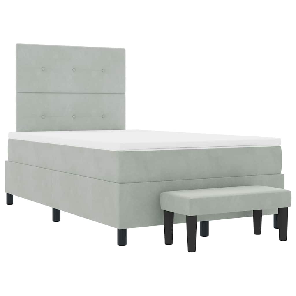 Lit à ressorts avec tête de lit Gris clair 200 x 120 cm Velours - XIOS