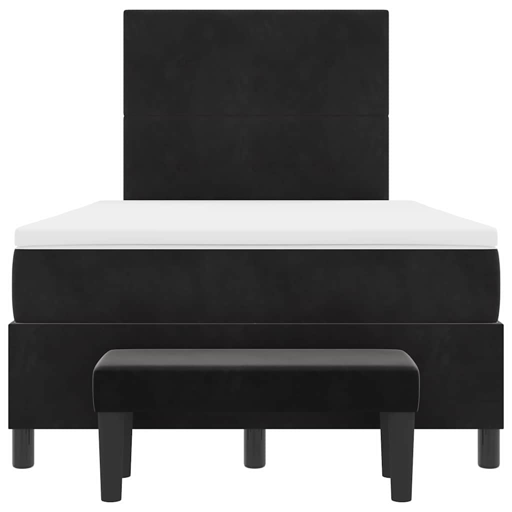 Lit à ressorts avec tête de lit Noir 200 x 120 cm Velours - XIOS