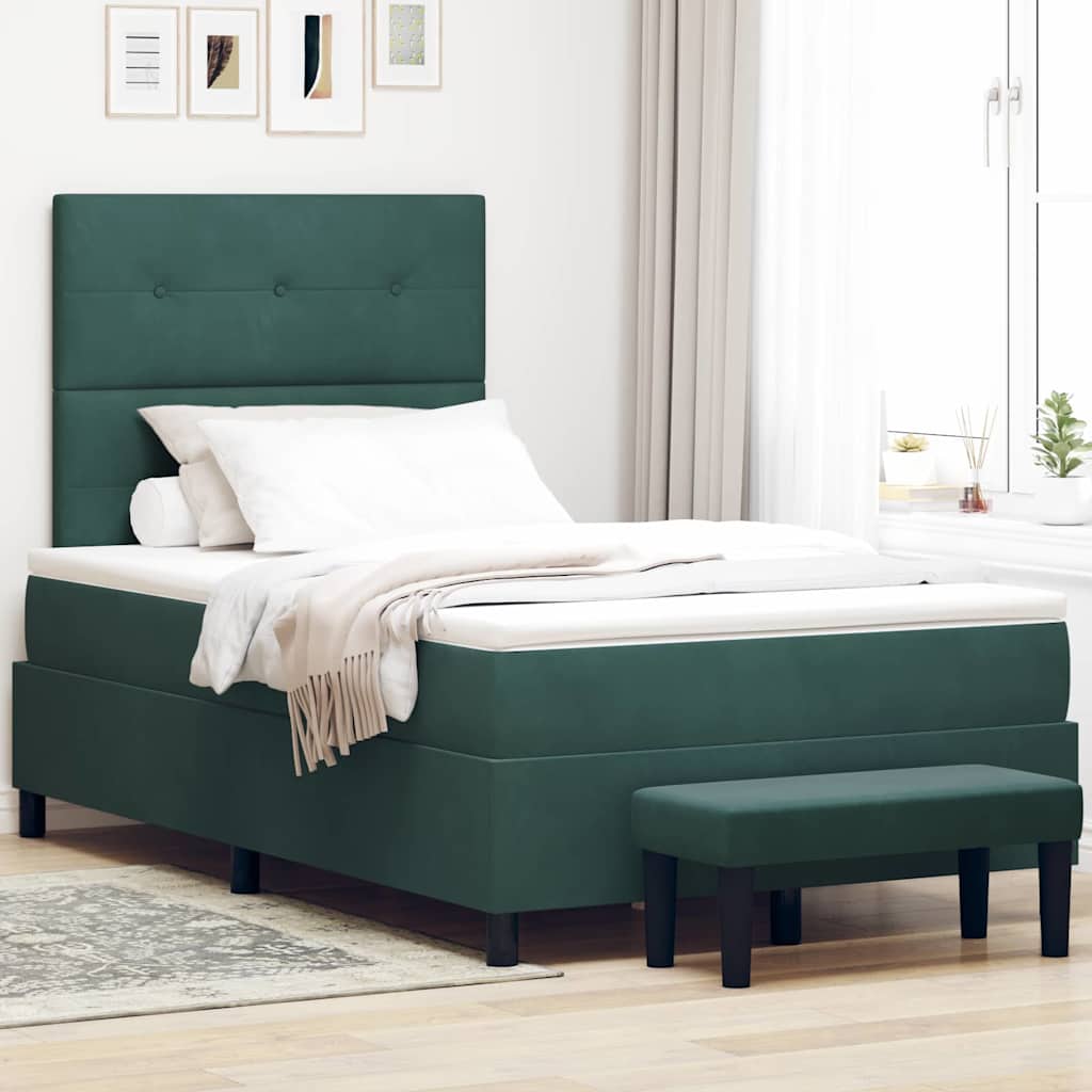 Lit à ressorts avec tête de lit Vert foncé 200 x 120 cm Velours - XIOS