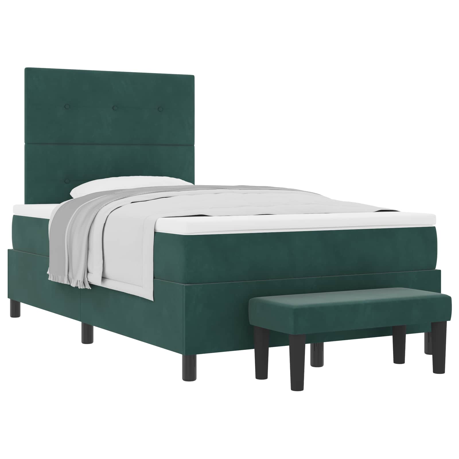 Lit à ressorts avec tête de lit Vert foncé 200 x 120 cm Velours - XIOS