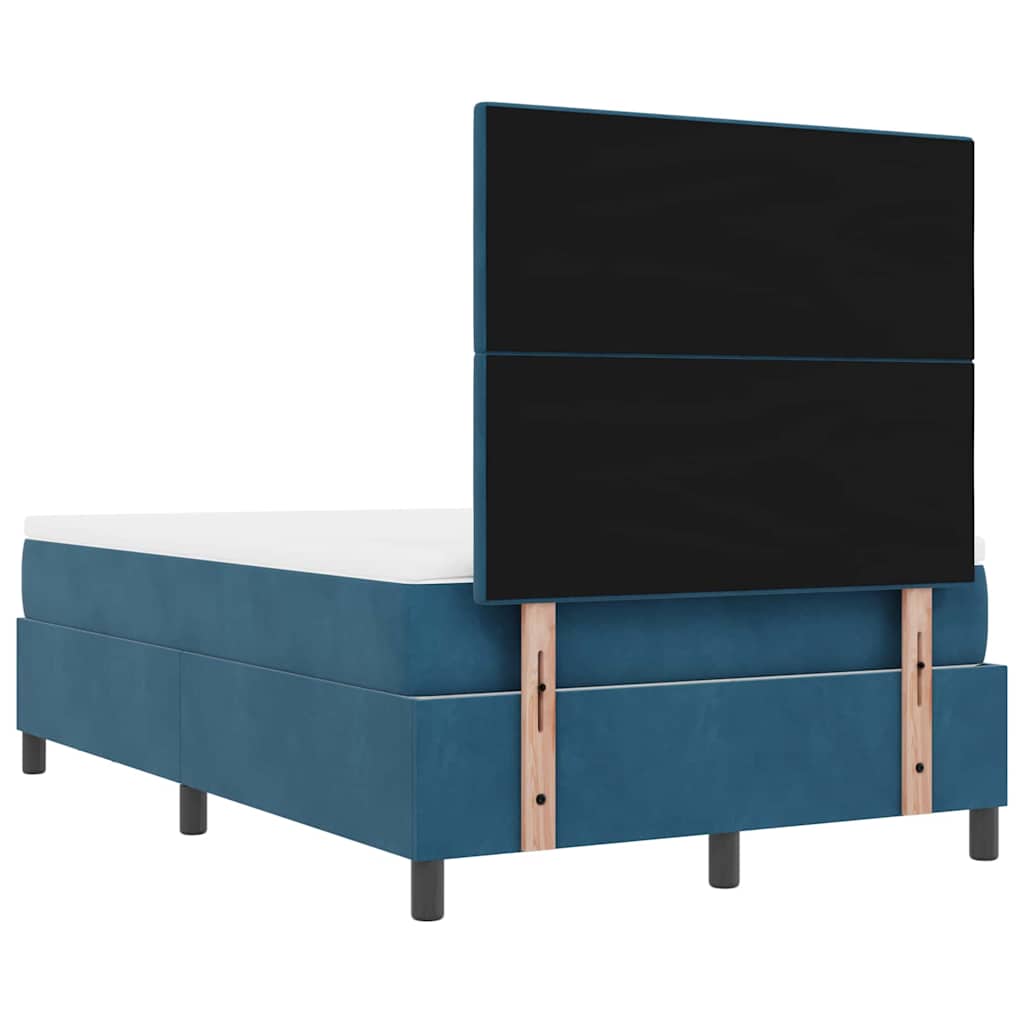 Lit à ressorts avec tête de lit Bleu foncé 200 x 120 cm Velours