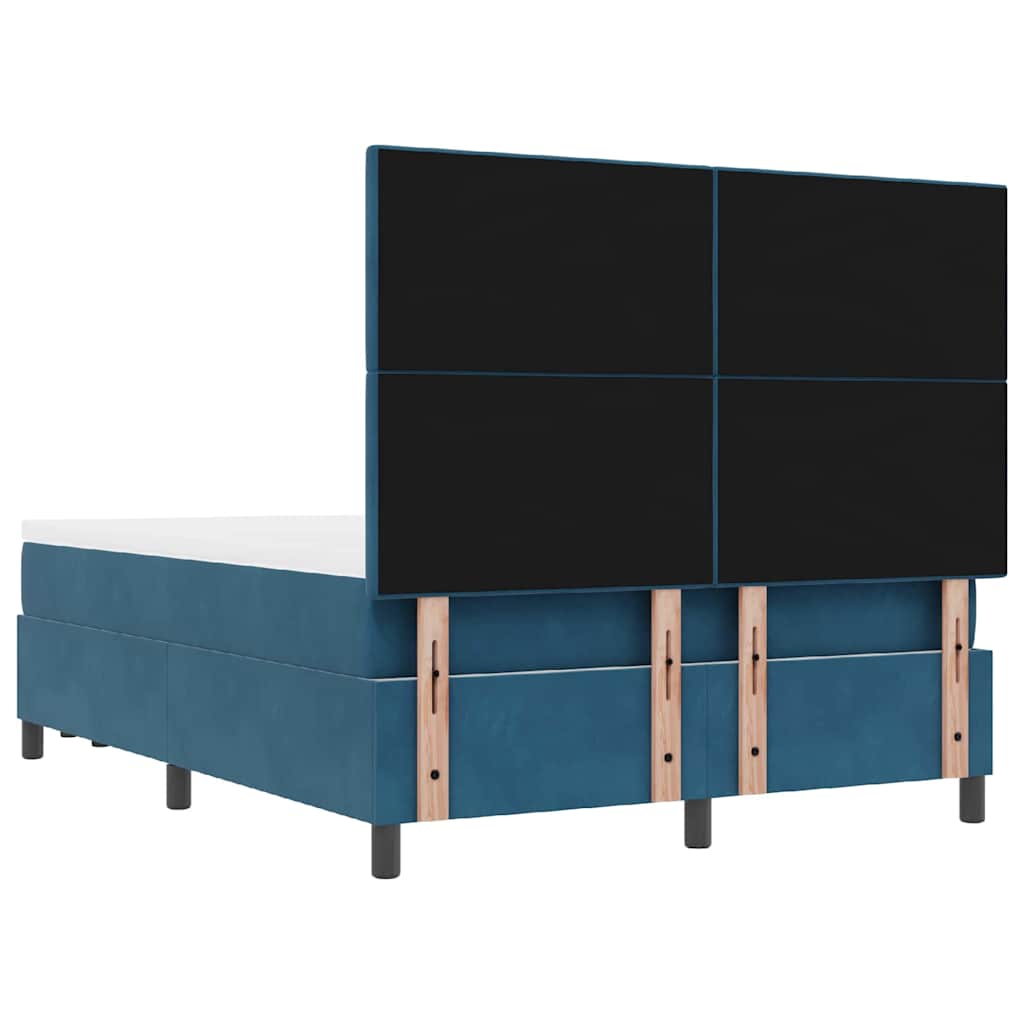 Lit à ressorts avec tête de lit Bleu foncé 190 x 140 cm Velours - XIOS