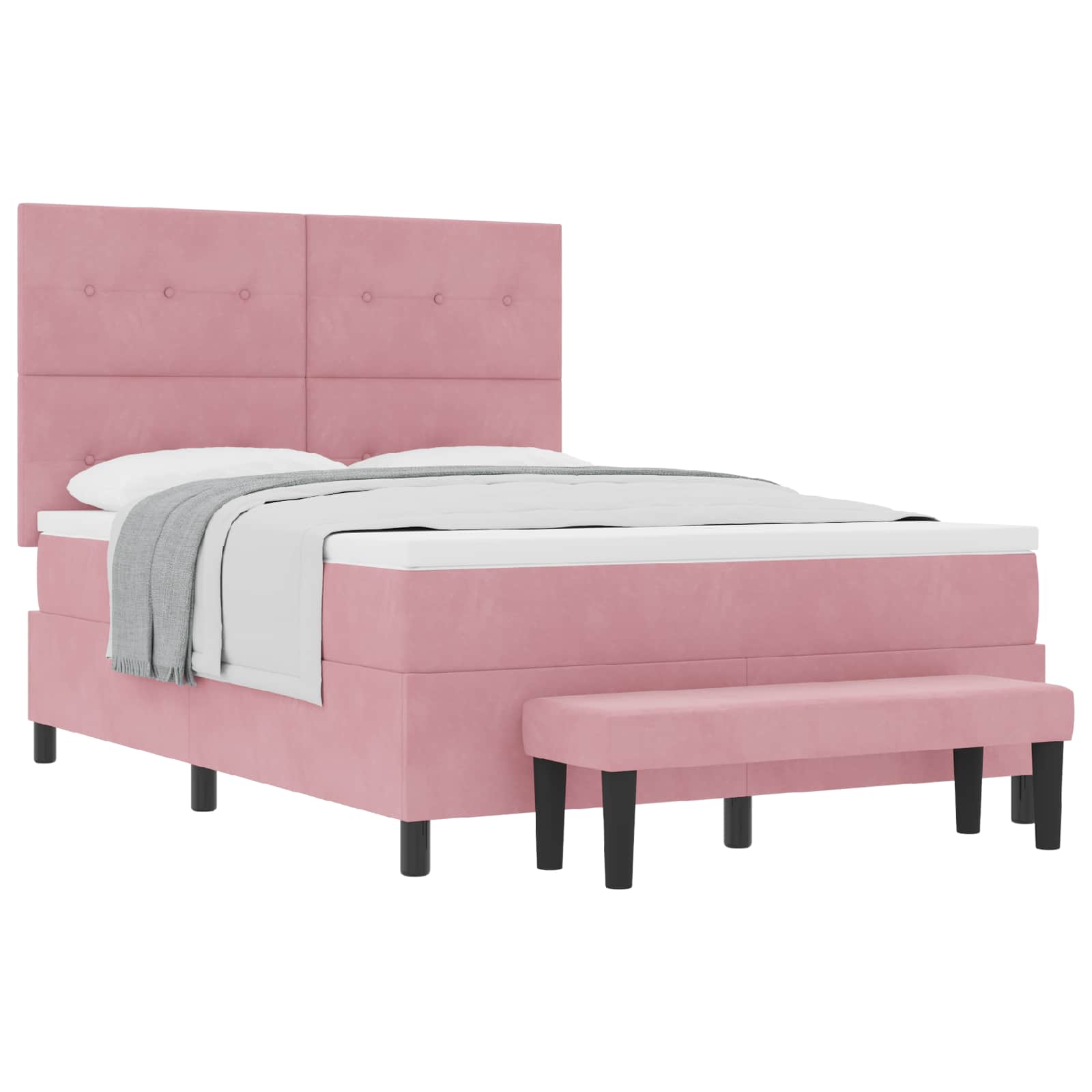 Lit à ressorts avec coussin Rose 190 x 140 cm Velours - XIOS