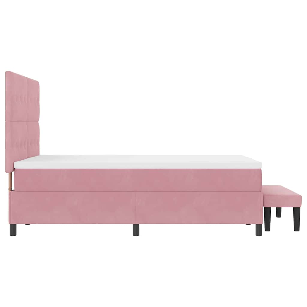 Lit à ressorts avec coussin Rose 190 x 140 cm Velours - XIOS