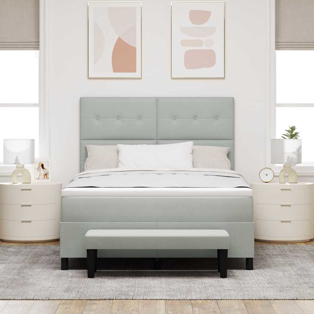 Lit à ressorts avec matelas Gris clair 140 x 200 cm Velours - XIOS