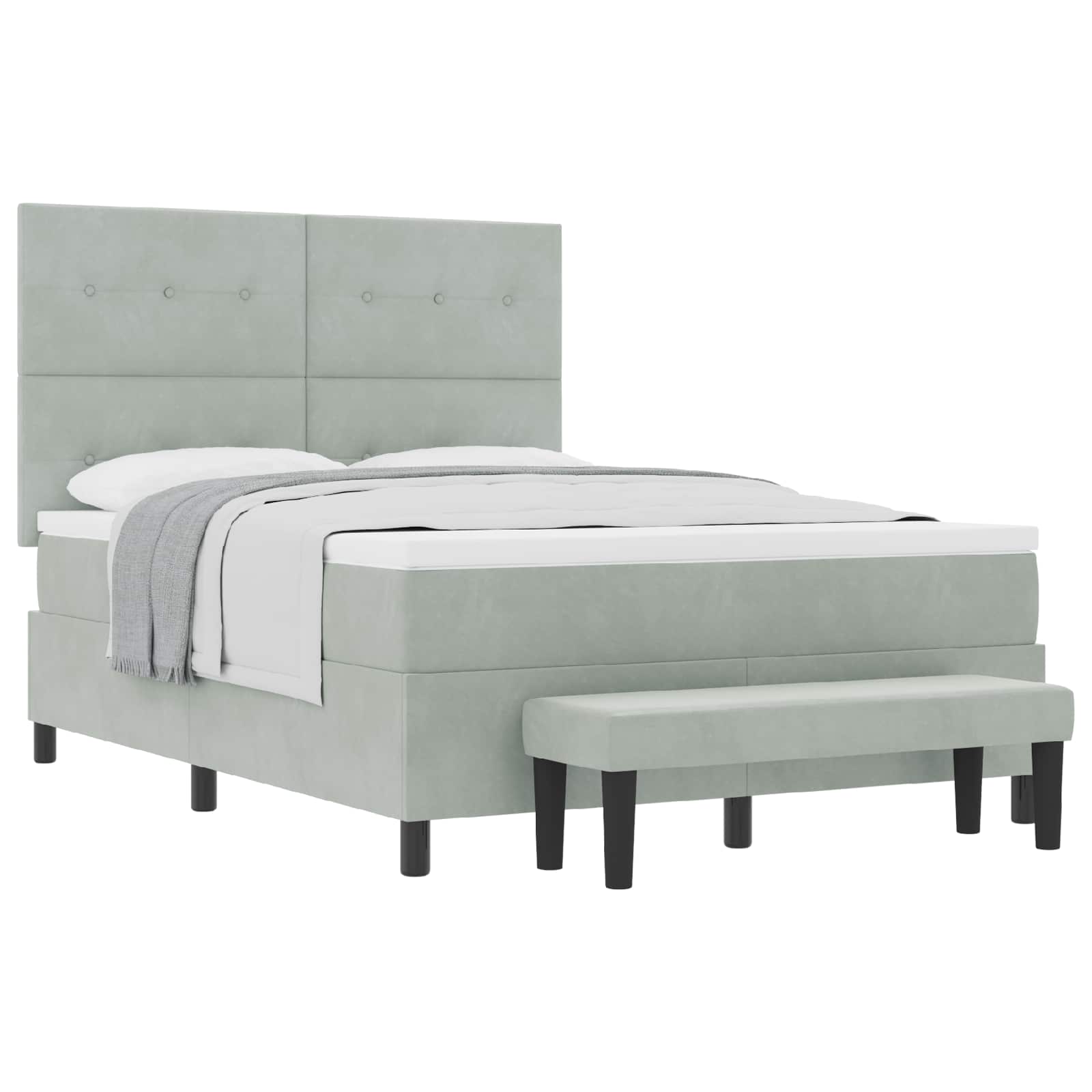 Lit à ressorts avec matelas Gris clair 140 x 200 cm Velours - XIOS