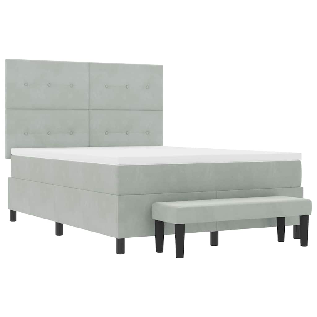 Lit à ressorts avec matelas Gris clair 140 x 200 cm Velours - XIOS